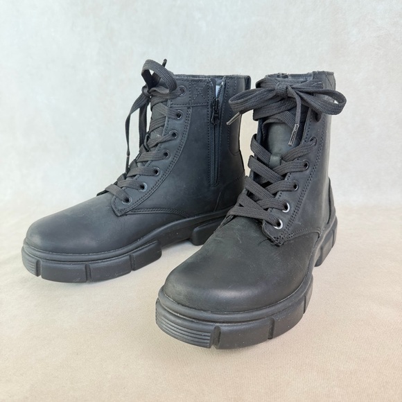 Sorel Explorer Black Leather Lace-Up Combat Boots Side Zip Women size 8 - Picture 5 of 14